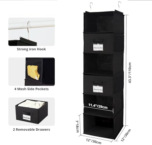 BrilliantJo 2 Pack 6 Shelves Hanging Closet Organizer - Image 3