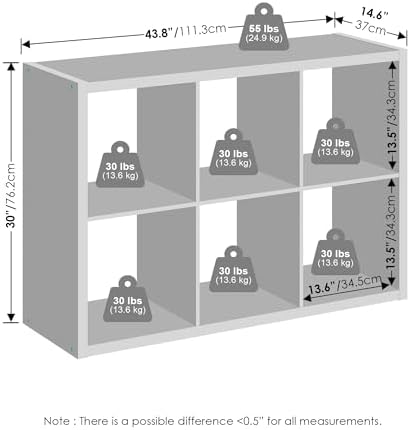 Furinno Cubic Extra Thick 6-Cube Closet Organizers and Storage, Light Grey - Image 2