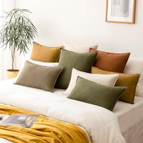 Foindtower Decorative Linen Lumbar Throw Pillow Covers 12x20 Honey Mustard - Image 7