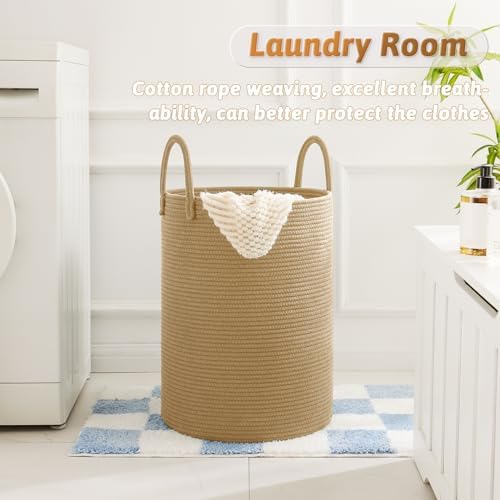 Artfeel Laundry Basket, Woven Cotton Rope Laundry Hamper, 60L - Image 5