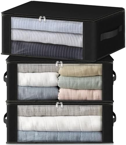 HomeHacks 3-Pack Clothes Organizer Storage Bags, 35L Storage Bins by HomeHacks