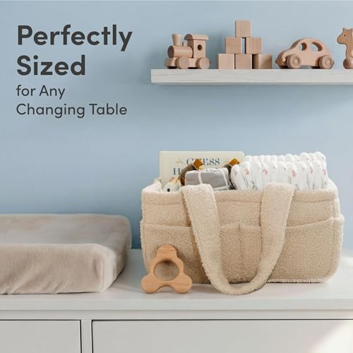 PUTSKA Baby Diaper Caddy Organizer, Nursery Fleece Basket - Image 6