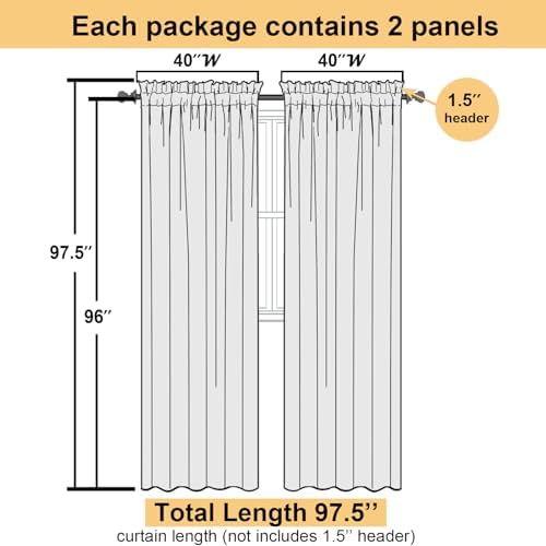 Lecloud Leia Dark Gold Sheer Curtains 96 Inches Long 2 Panels, Jacquard Leaf - Image 4