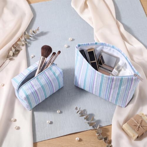Huhumy 2 Pcs Makeup Bag Set for Women, Color Stripe - Image 2