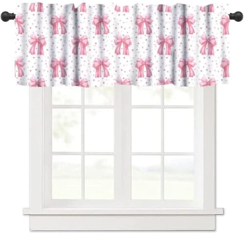 Watercolor Red Bow Valance, Abstract Confetti Geometric Pink Polka Dots Bows - Image 6