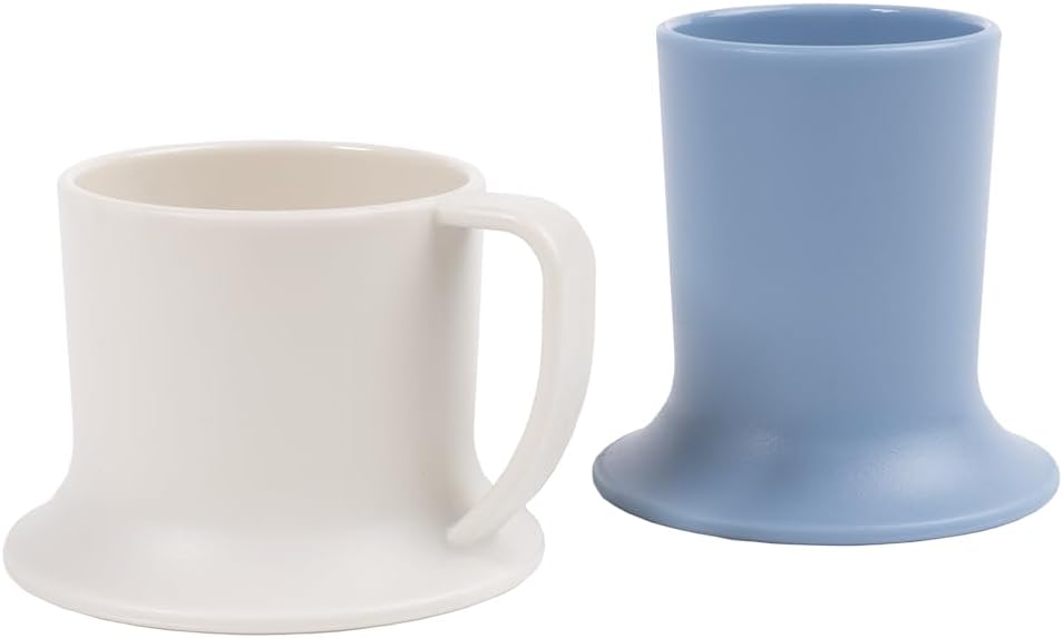 Kids Tumbler and Teacup | 2 Cup Set (6 & 7 Oz) Sippy Cups Dishwasher/Microwave Safe 3.5" x 4" | 2 Wide Base Toddler Cups Polypropylene Plastic Dinnerware Set | Open Sippy Cup for 6+ Month Old