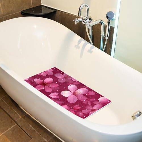 Bathtub Mat Non Slip 26.8x15.1 Inch, Cherry Blossoms Shower Mat - Image 5
