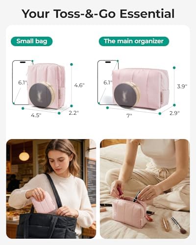 BAGSMART Puffy Travel Makeup Bag Duo Large & Small - Image 3