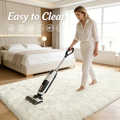OLANLY 3x3 Machine Washable Small Bedside Rug, Soft Fluffy Shaggy Entryway - Image 6