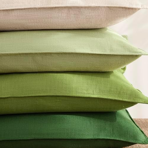 Foindtower Linen Solid Decorative Throw Pillow Covers 26x26 Inch Lush Green - Image 7