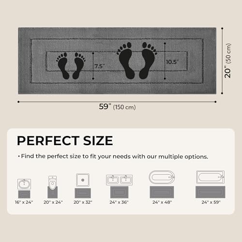 GRANNY SAYS Gray Bathroom Rug 59" x 20", Non-Slip Microfiber Bath Mat - Image 2
