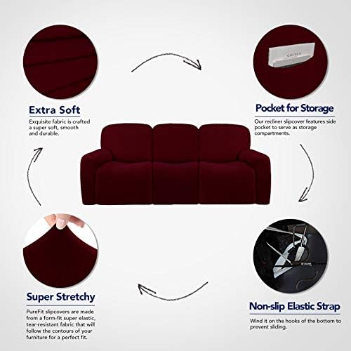 PureFit Super Stretch 3 Seats Recliner Sofa Couch Cover - Image 3