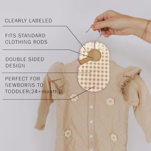 Baby Closet Divider, Baby Wardrobe Organizer, Double-Sided Pastel Gingham Design - Image 3