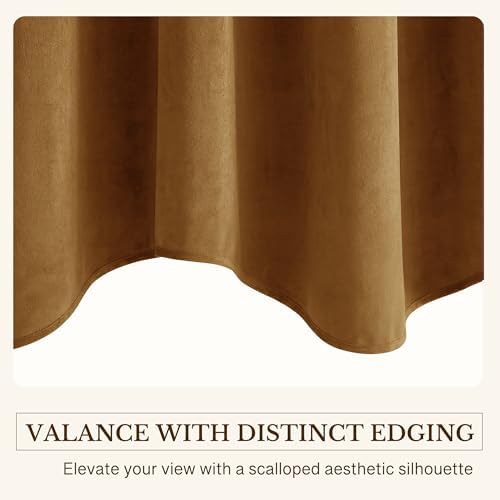 StangH Fall Decor Gold Brown Velvet Window Valance, 52x18 Inch, 4-Panel Set - Image 5