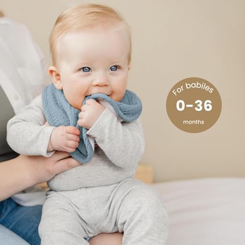 Konssy 8-Pack Muslin Baby Bibs, Adjustable Fit - Image 4