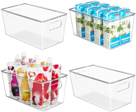 YIHONG 4 Pack Clear Storage Bins, Pantry Organizer Bins by YIHONG