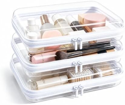 Clear Hard Shell Zipper Case, Crush-Proof Clear Zipper Pouches, TSA Approved by CEOJPA