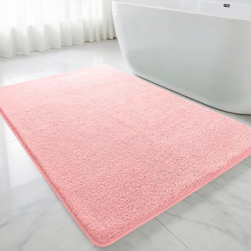 Polyester Bathroom Rug 40"x60" Pink, Large Soft Shaggy Bath Mat by Kildoss