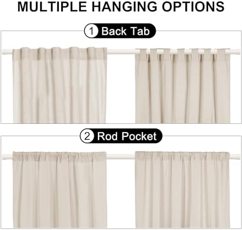 ASPMIZ Cotton Linen Farmhouse Curtains Boho Rustic Button Curtain, Linen Window - Image 5