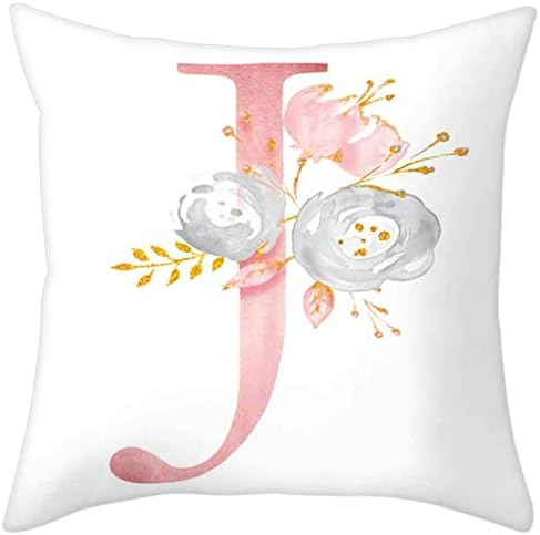 Throw Pillow Covers Alphabet Decorative Pillow Cases ABC Letter Flowers Cushion by Eanpet