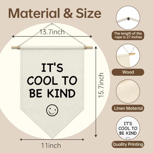 It's Cool to Be Kind Pennant Hanger Banner, Modern Canvas Wall Art - Image 5