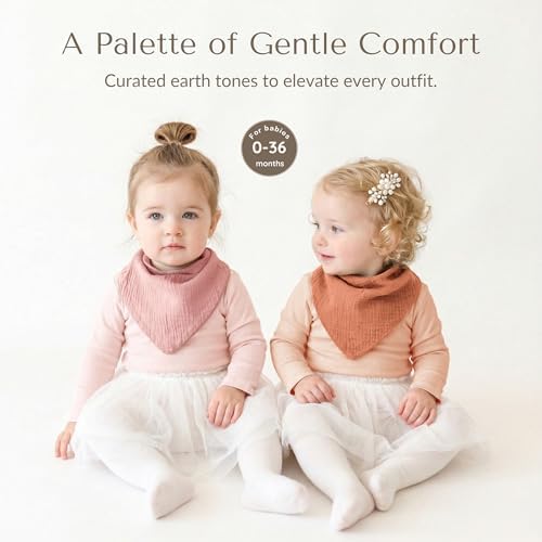 Konssy 10 Pack Baby Muslin Bandana Bibs - Image 4