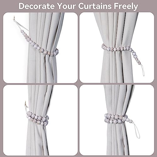 KLOGTSIND Wood Bead Curtain Tiebacks, 6 Pack Curtain Tie Backs - Image 3