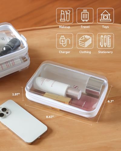 CoiiJoii 3PCS Clear Hard Shell Zipper Case, Portable Cosmetic Bag - Image 2