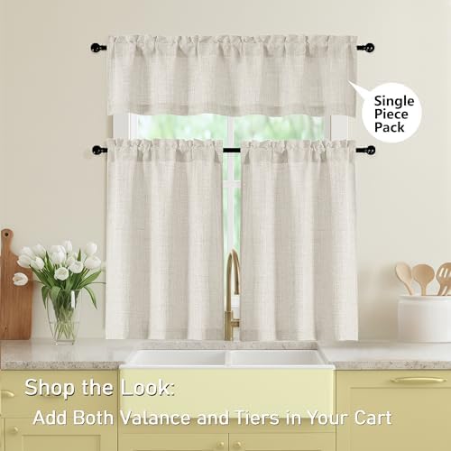 Natural Valances for Windows, Light Filtering Faux Linen Textured Small Short - Image 6