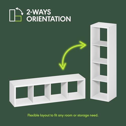 Furinno Cubicle 4-Cube Book Shelf, Extra Thick Vertical Bookshelf, Dark Oak - Image 5