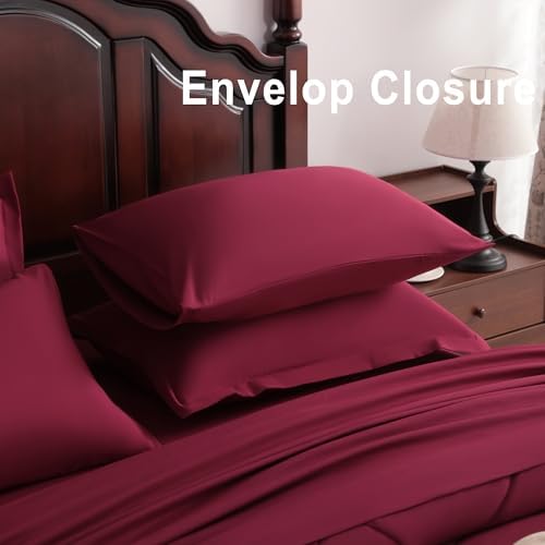 NTBAY King Microfiber Bed in a Bag, Comforter Set 7 Piece, Wine Red - Image 5