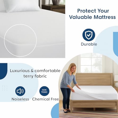 100% Waterproof Short Queen Mattress Protector Terry Cotton - Image 5