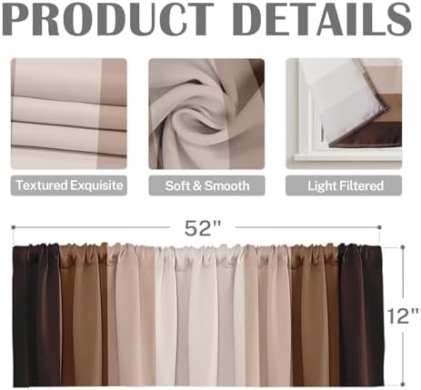Emvency Valances for Windows, 2 Pack, 52x12 Inch, Striped Retro - Image 3