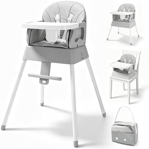 5 in 1 Foldable Baby High Chair, Convertible Highchair by BABHAMNESS