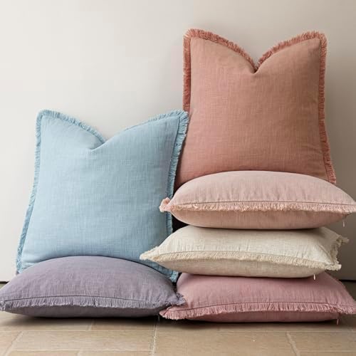 Foindtower Decorative Linen Fringe Throw Pillow Covers Cozy Boho Farmhouse - Image 6