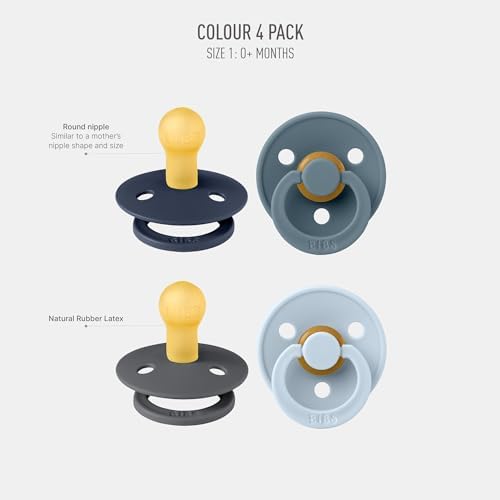 BIBS Color Pacifiers 4-Pack | BPA Free Soother Pacifier | Round Nipple | - Image 2