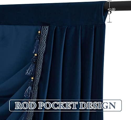 StangH Extra Wide Navy Blue Velvet Curtain Valance W110 inches, 1 Panel - Image 2