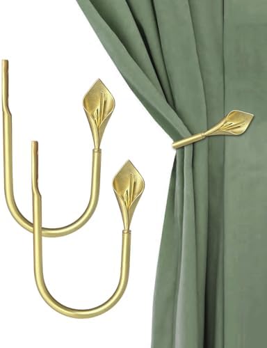 Gold Curtain Holdbacks 2 Pack, Calla Lily Metal Tiebacks Wall Mounted - Image 5