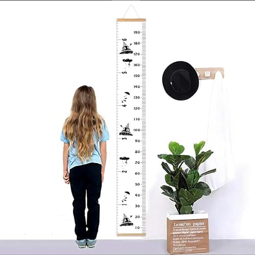 Kids Growth Chart, Wood Frame Fabric Canvas Height Measurement Ruler from Baby - Image 7