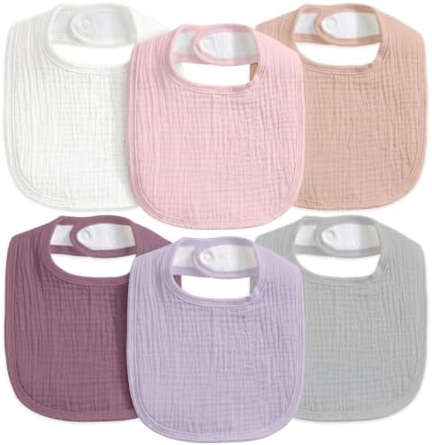 6-Pack Muslin Baby Bibs for Drooling & Teething, Absorbent Bib by CivaruaKids