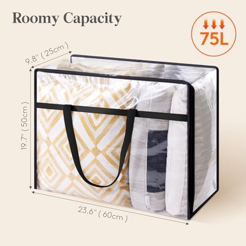 Lifewit 4 Pack Clear Clothes Storage Bags, 75L Plastic Blanket Storage Bag - Image 4