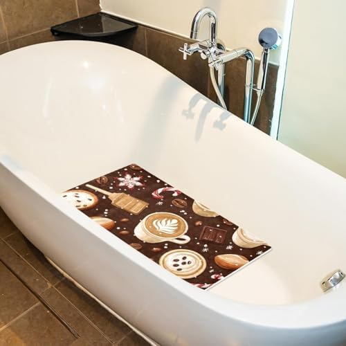 Bathtub Mat Non Slip 26.8x15.1In, Xmas Coffee Candy Bath Mat - Image 4