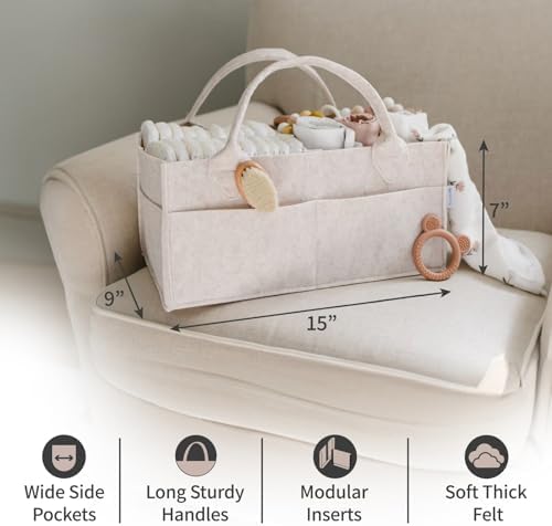 PUTSKA Baby Diaper Caddy Organizer, Felt Nursery Basket - Image 2