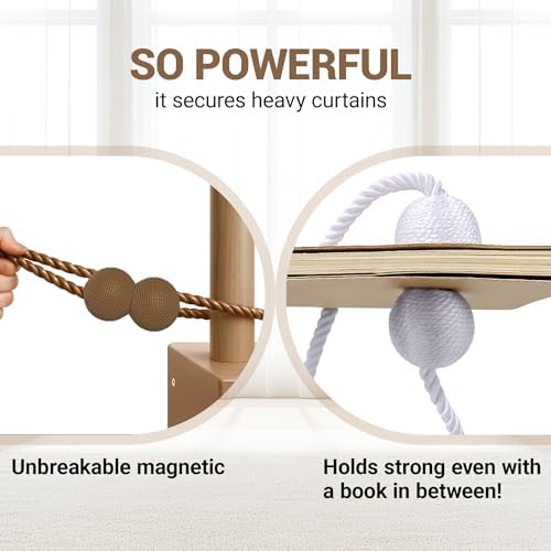 Hion Magnetic Curtain Tiebacks Dark Brown 2pcs, Curtain Holdbacks Hooks - Image 5