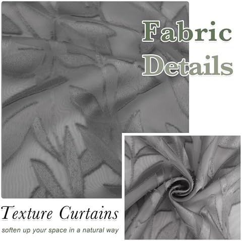 Lecloud Leia Charcoal Grey Sheer Curtains 63 Inch Length 2 Panels, Rustic Light - Image 6
