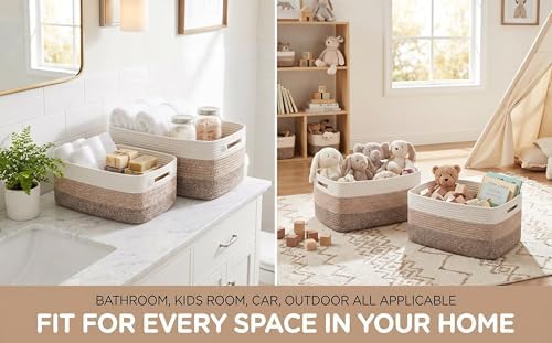 4 sets of hand-woven cotton rope storage boxes, suitable - Image 7