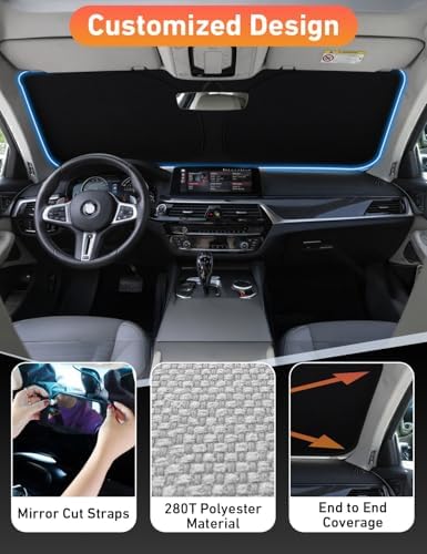 EcoNour Windshield Sunshade for Chevrolet Tahoe/GMC Yukon 2015-2019 - Image 3
