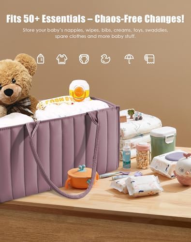 SWEET DOLPHIN 2-Pack Baby Diaper Caddy Organizers, Stylish Storage Baskets - Image 3