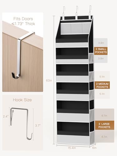 Criusia 2 Pack Over the Door Organizer, Heavy-Duty 6-Shelf Hanging Storage - Image 2