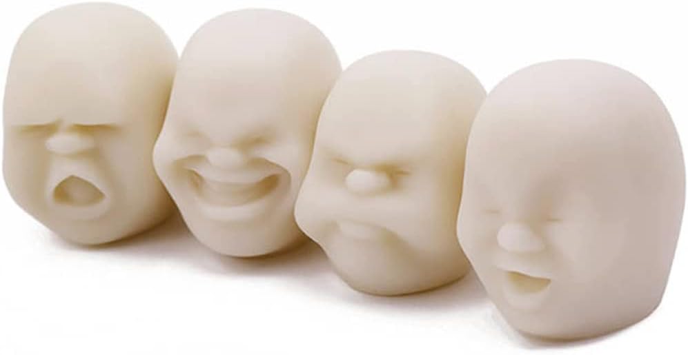 Anxiety Stress Release Fun Toys,Emotion Balls Fidget Toys for Pressures Relief Kneading Toys for Kids Adults,Weird Face Bizarre Squeeze Toys. (White, Laugh)